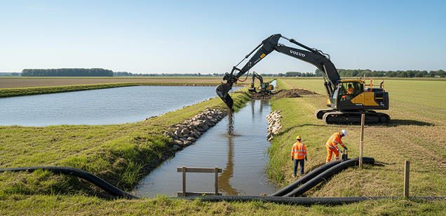 Prace przy gospodarce wodnej na terenach rolnych